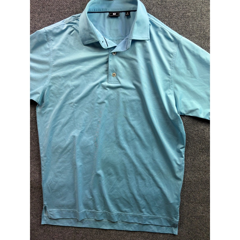 FootJoy Polo Shirt Mens Medium Blue Short Sleeve Performance Golf Logo